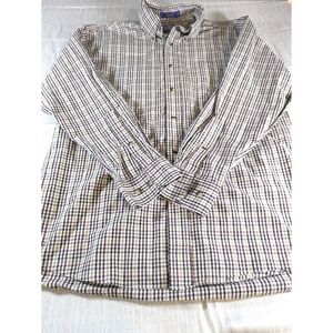 Pendleton Broadway Cloth Shirt Mens Medium Brown Plaid Button Down Long Sleeve M